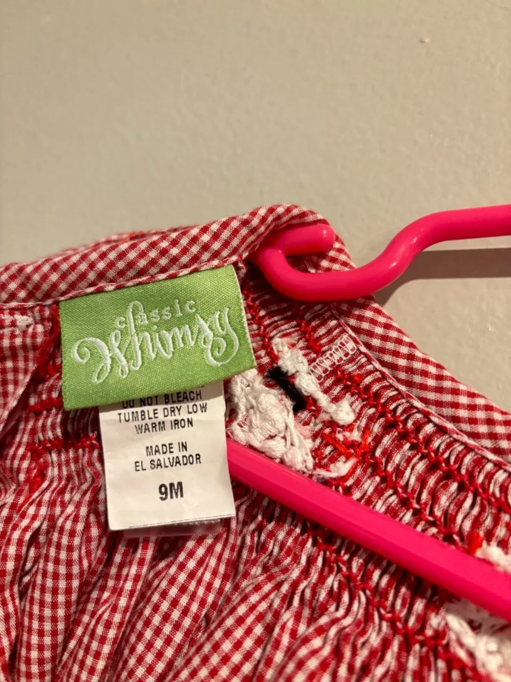 Classic Whimsy Smocked Santa Gingham Dress - 9M